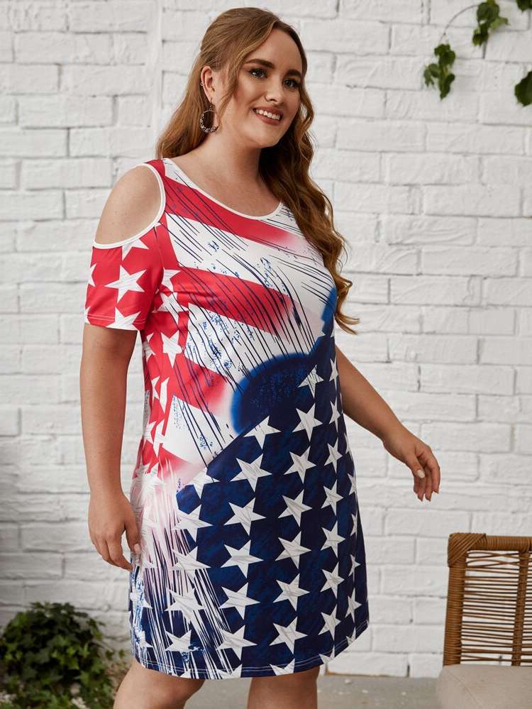 Short Multicolor  Plus Size Dresses 3422