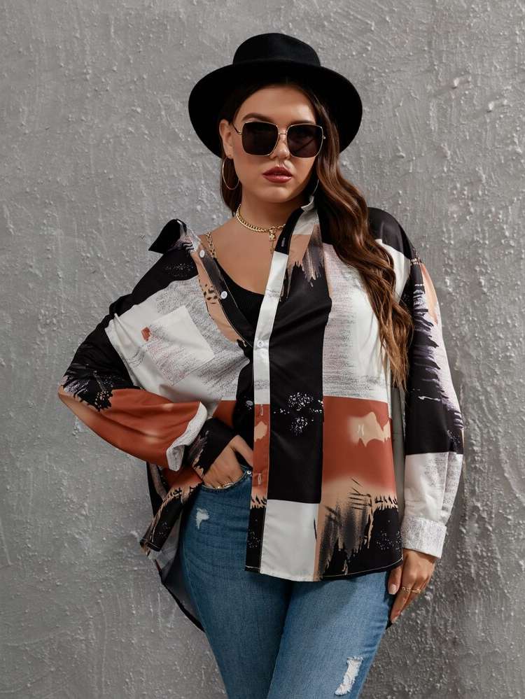 Multicolor  Oversized Women Plus Clothing 796