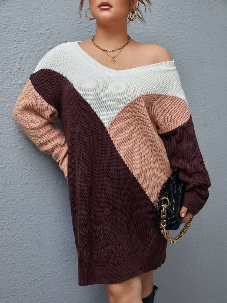  Casual Regular Fit Plus Size Sweater Dresses 9279