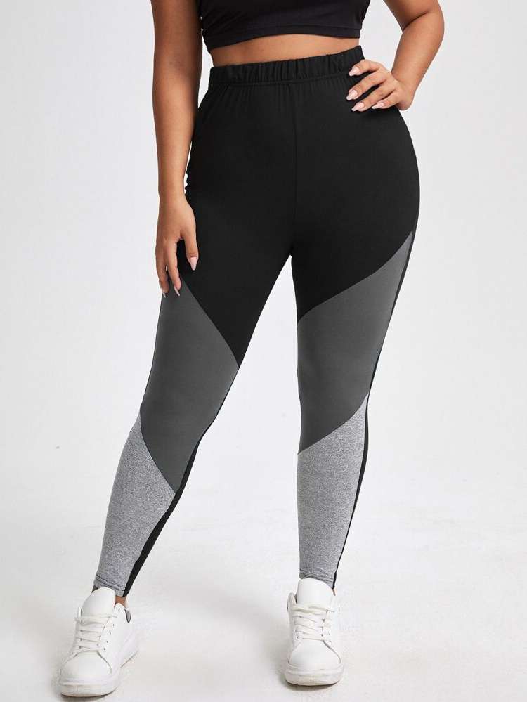 Sporty Colorblock  Plus Size Leggings 806