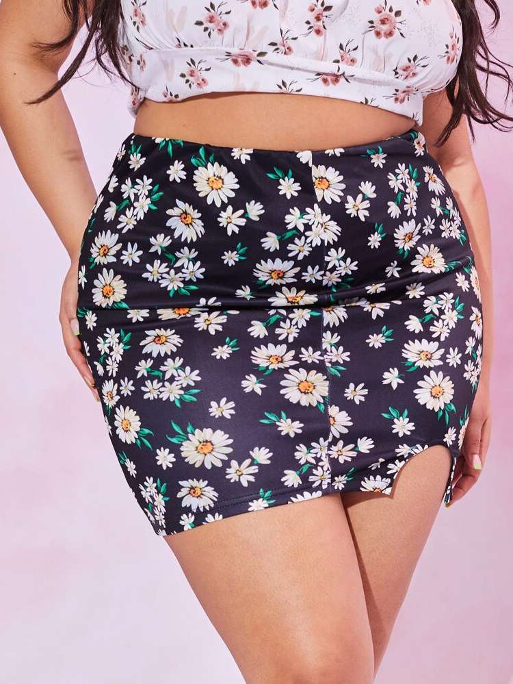  Split Multicolor Plus Size Bottoms 964