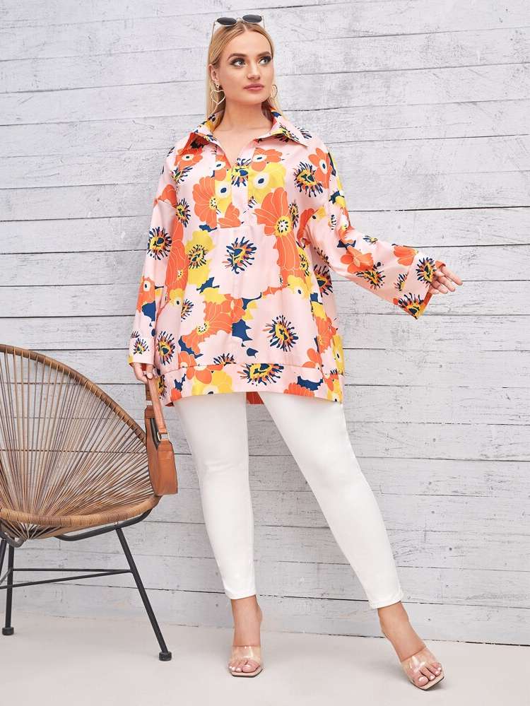  Long Multicolor Casual Plus Size Tops 698