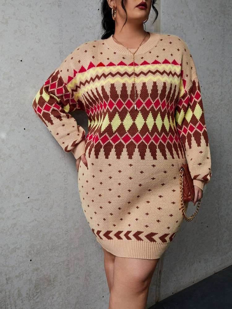  Multicolor Casual Regular Fit Plus Size Knitwear 6032