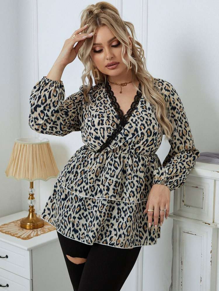  Multicolor Leopard Women Plus Clothing 5827