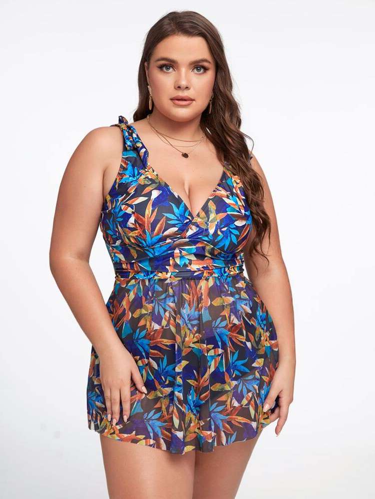 Boho Multicolor V neck Plus Size Beachwear 4807