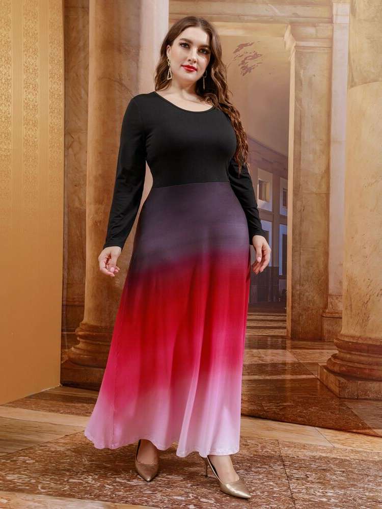 Multicolor Ombre Regular Fit Women Plus Clothing 6163