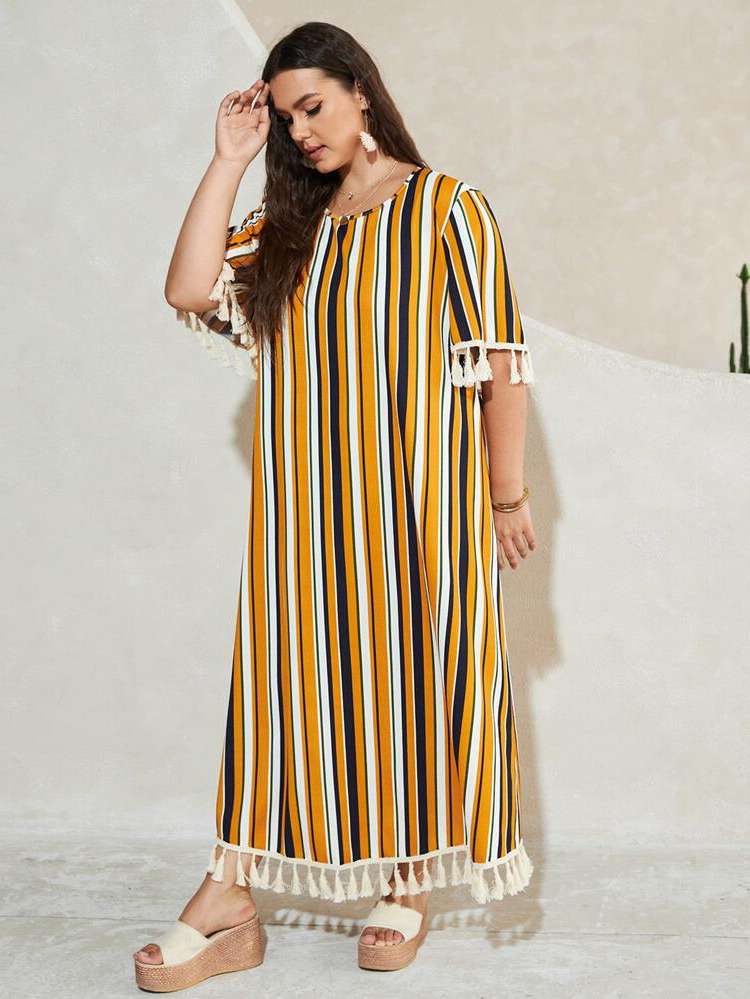 Long Multicolor Regular Fit Plus Size Dresses 3491