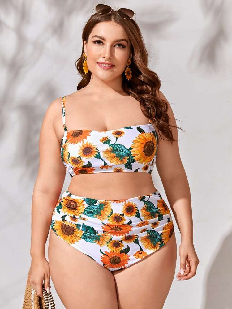  Multicolor  Plus Size Swimwear 417