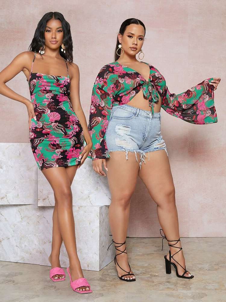  Crop Long Sleeve Plus Size Cover Ups  Kimonos 3894