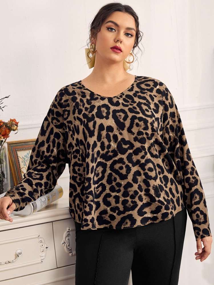  Multicolor Leopard Women Plus Clothing 6701