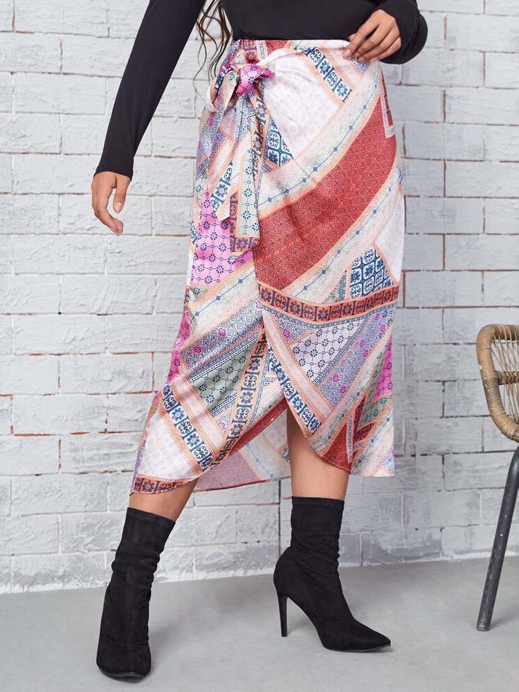  Multicolor Patchwork Women Plus Clothing 3121