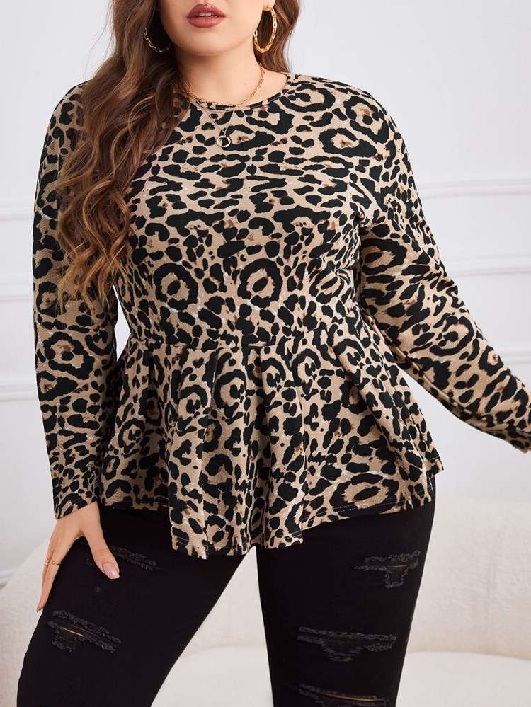  Leopard Multicolor Long Women Plus Clothing 6148