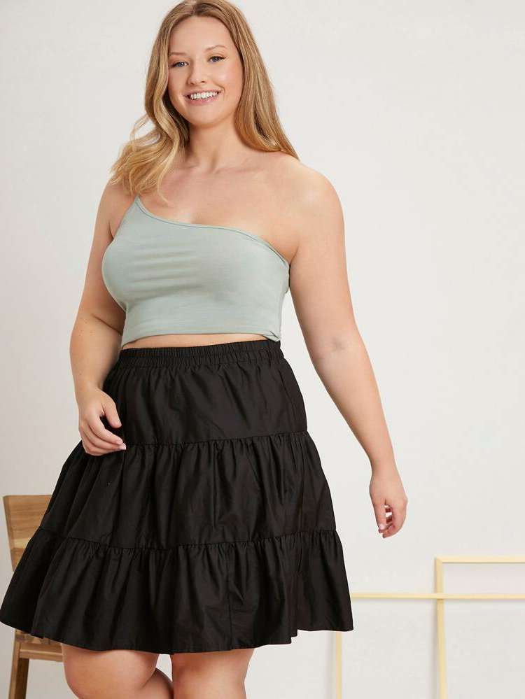  Slim Fit One Shoulder Sleeveless Plus Size Co-Ords 9269