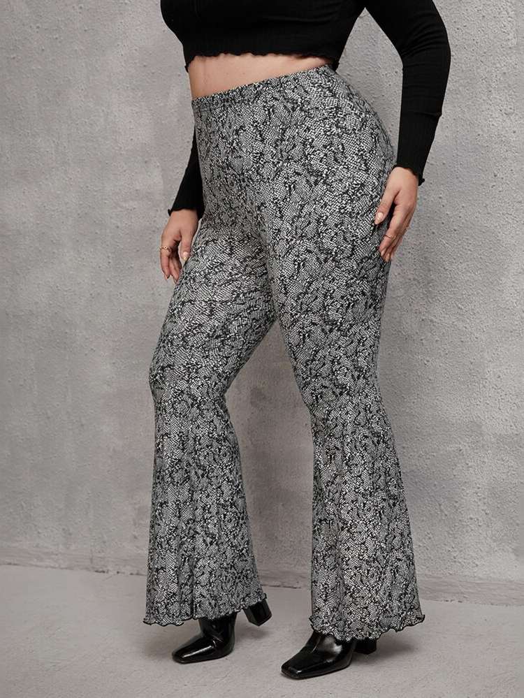  Regular Fit Snakeskin Print Plus Size Pants 5339