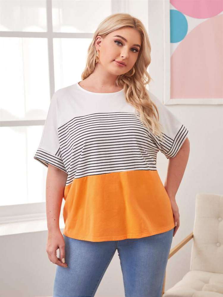 Oversized Casual Half Sleeve Plus Size T-shirts 858