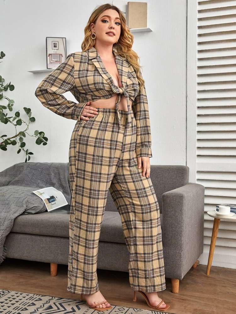  Regular Fit Multicolor Long Sleeve Plus Size Suit Sets 3762