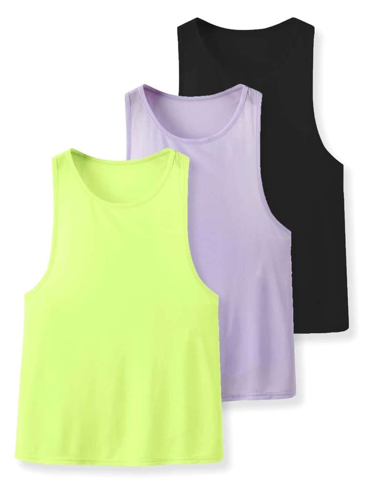 Round Neck Plain Women Sports Tees  Tanks 9129