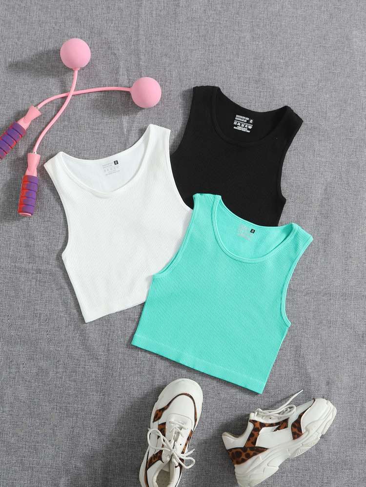  Sleeveless Scoop Neck Crop Women Activewear 1264