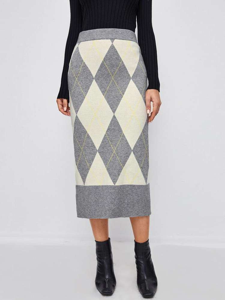 Elegant  Geometric Women Sweater Skirts 58