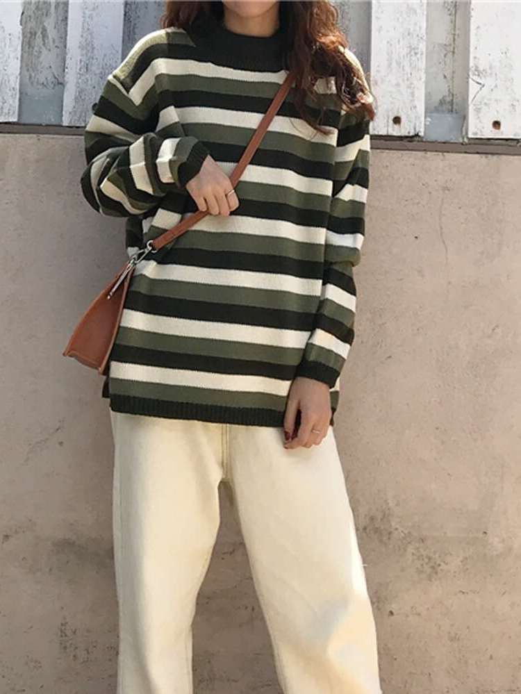  Regular Striped Oversized Women Clothing 4