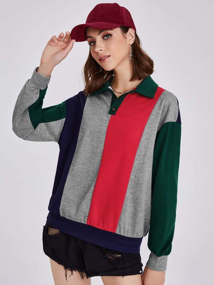 Contrast Collar Regular Fit Multicolor Regular Women Clothing 720