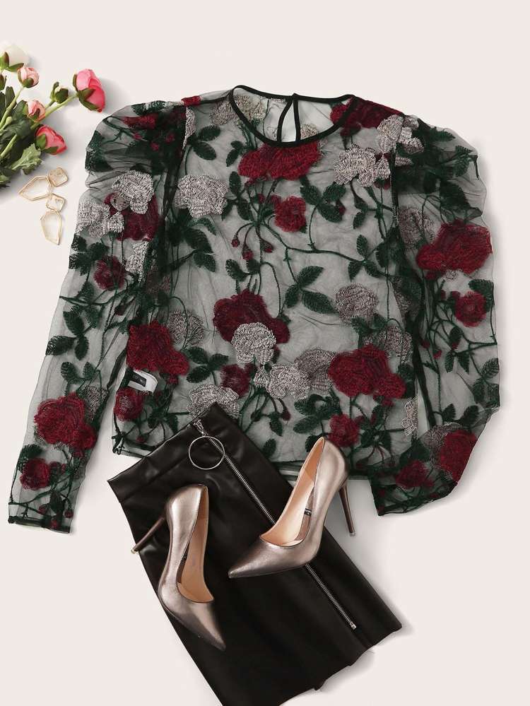 Regular Fit Floral Long Sleeve Sexy Women Clothing 916