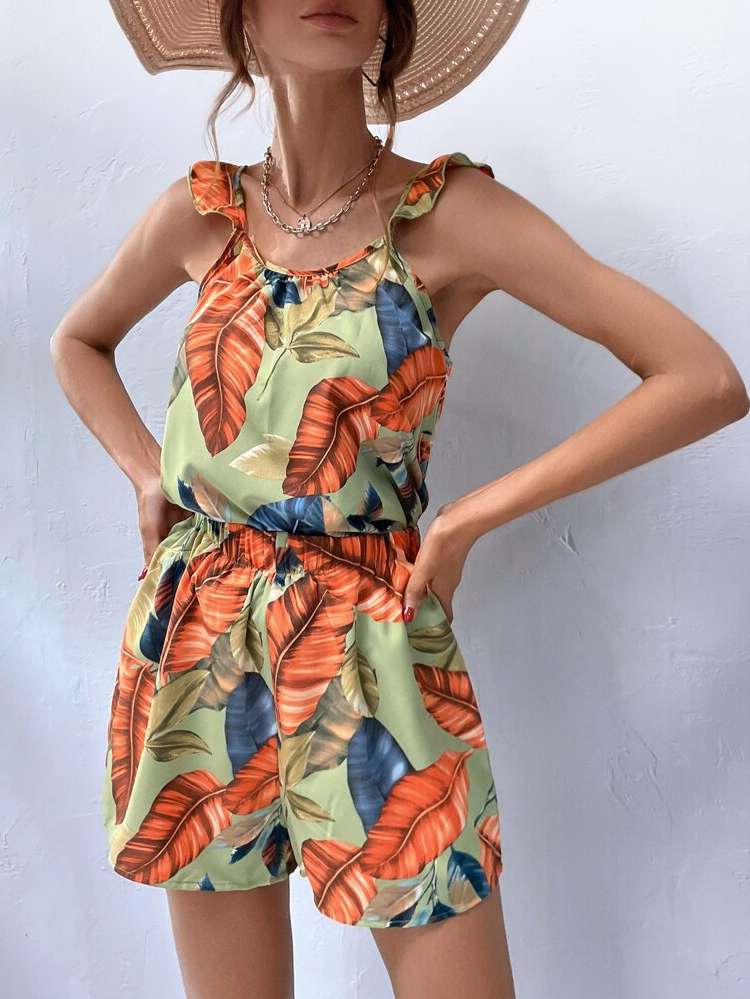  Multicolor Sleeveless Tropical Women Clothing 6437