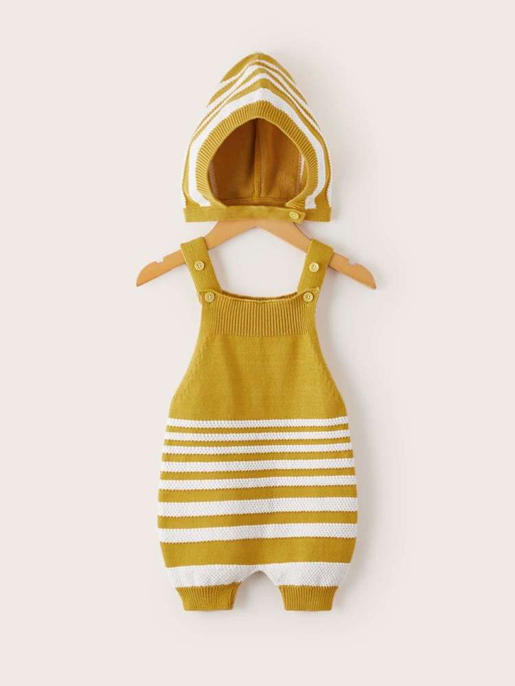 Mustard Yellow Long Striped Baby Knitwear 1965