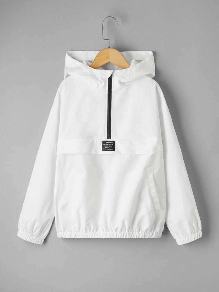 Regular Fit Letter Patched Hooded Kids Clothing 4421