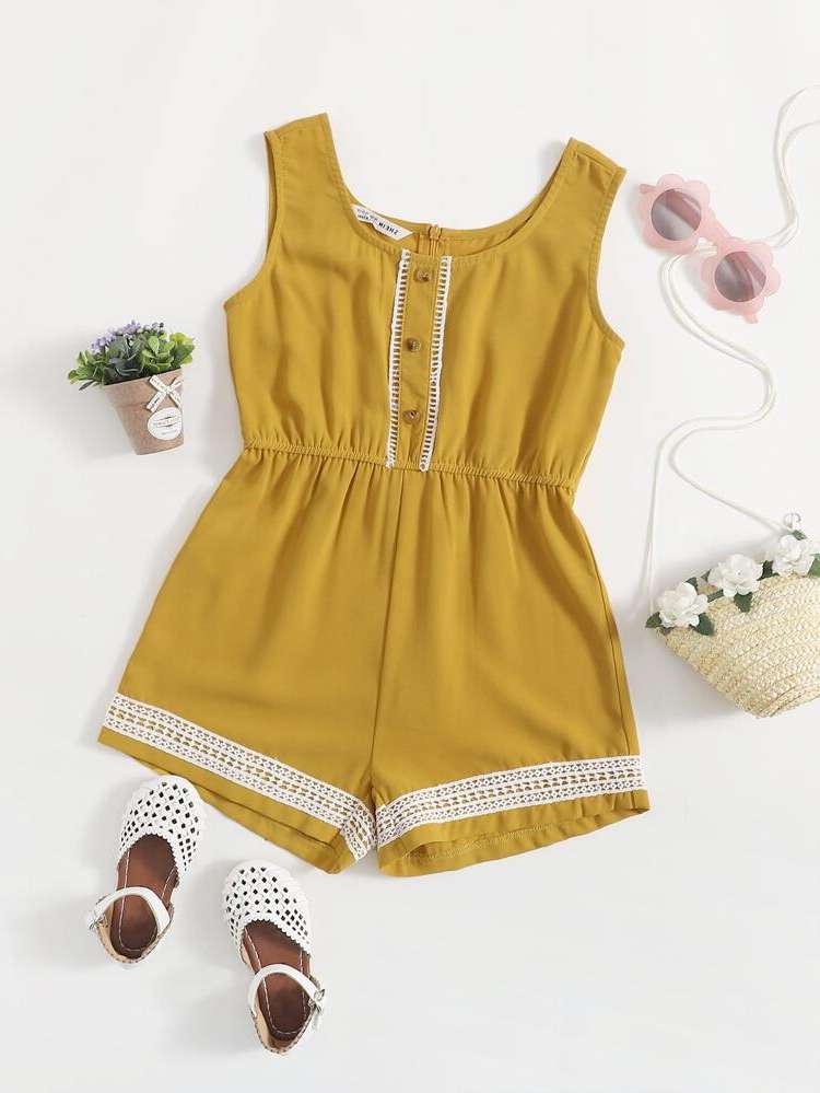 Scoop Neck Regular Fit Mustard Yellow Short Kids Clothing 6587