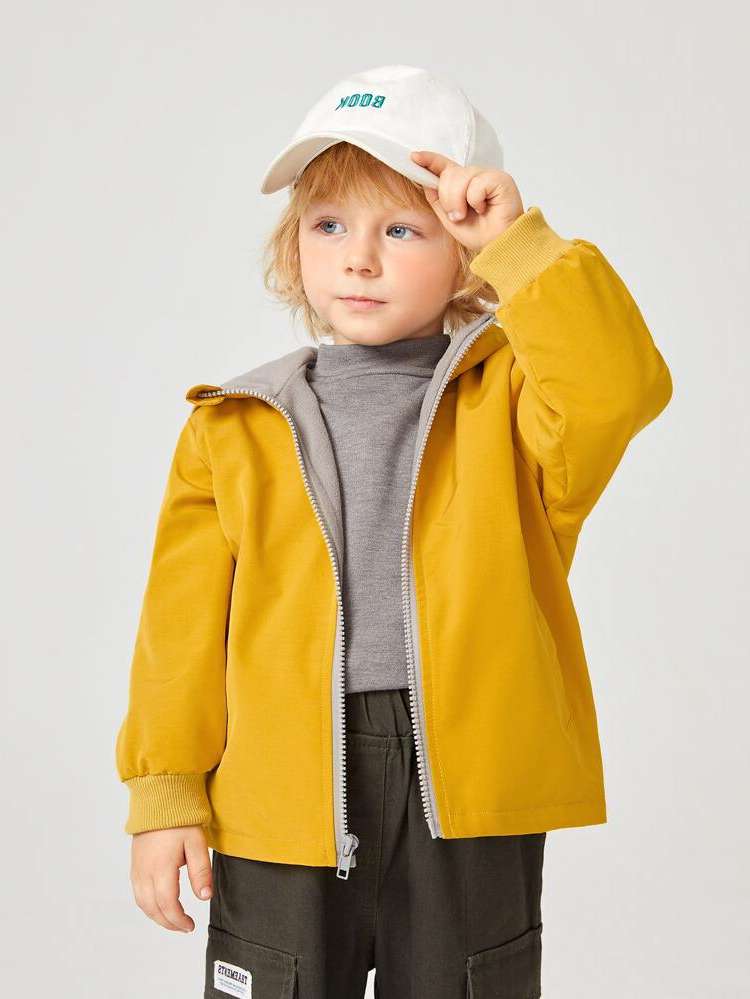 Mustard Yellow Regular Fit Long Sleeve Hooded Toddler Boys Outerwear 8091