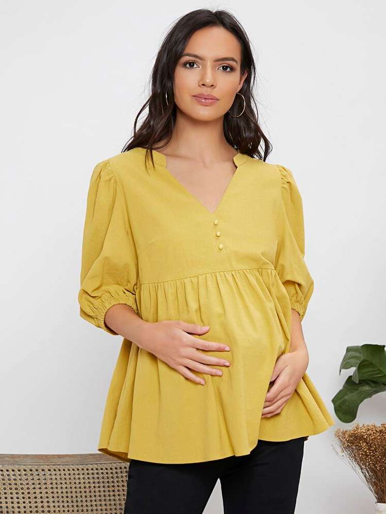 Plain Regular Casual Maternity Blouses 1274