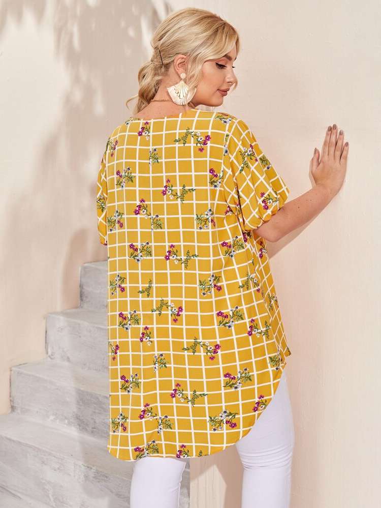 Short Sleeve Mustard Yellow Long Oversized Women Plus Clothing 5912