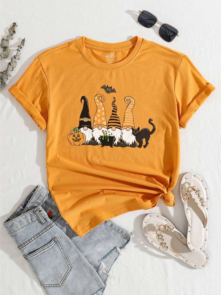 Halloween Regular Fit Short Sleeve Women Clothing 4888