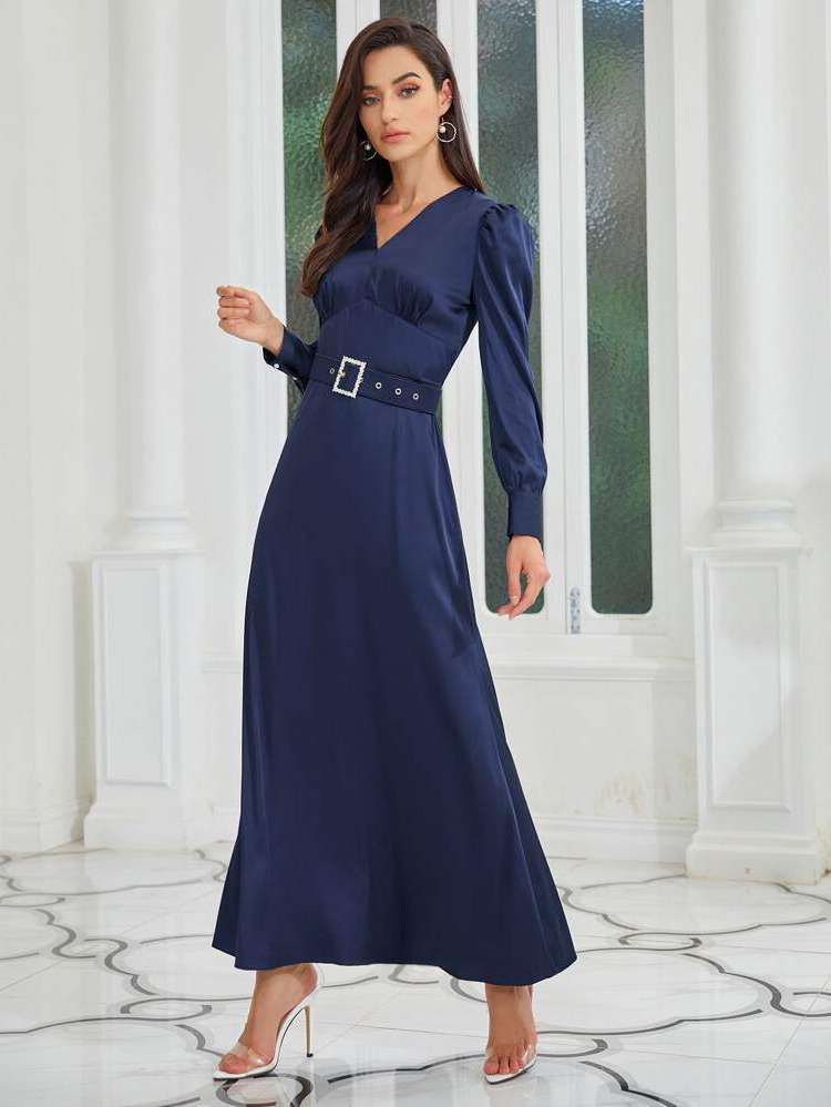  Long Sleeve Plain Arabian Dresses 2291