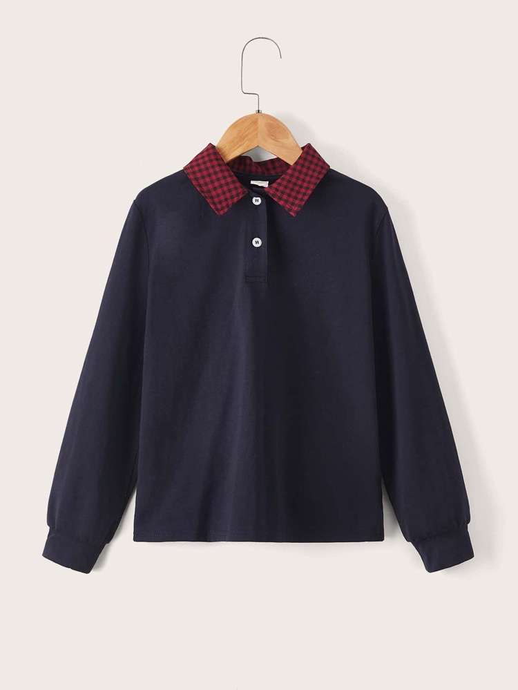  Navy Blue Polo Gingham Kids Clothing 6282