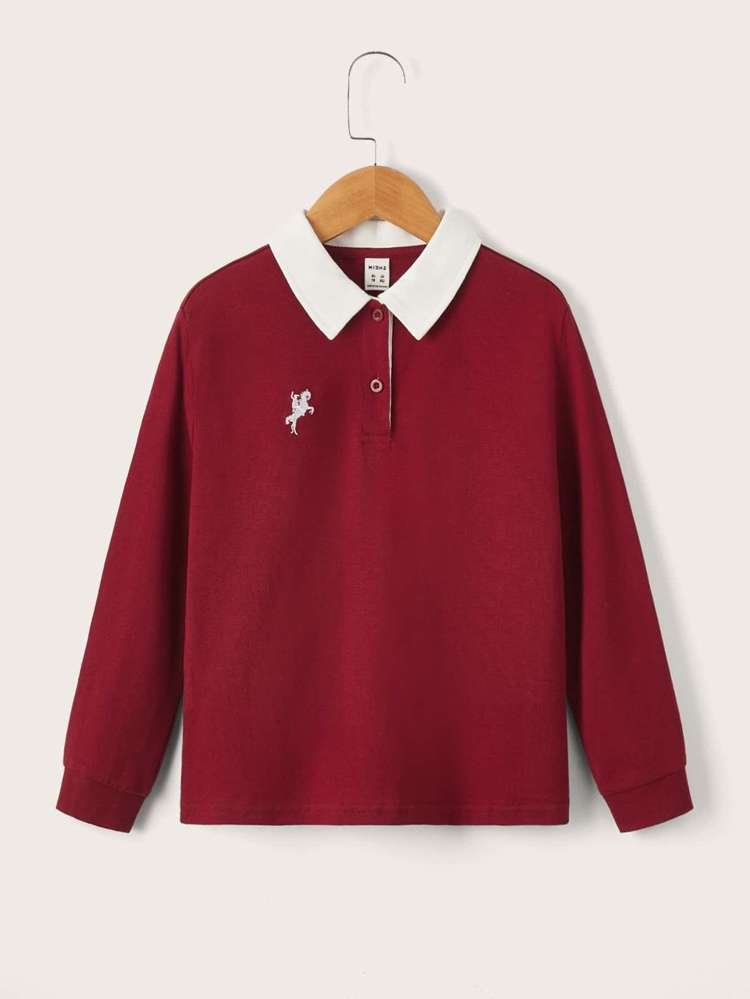 Long Sleeve Embroidery Regular Regular Fit Boys Polo Shirts 6543