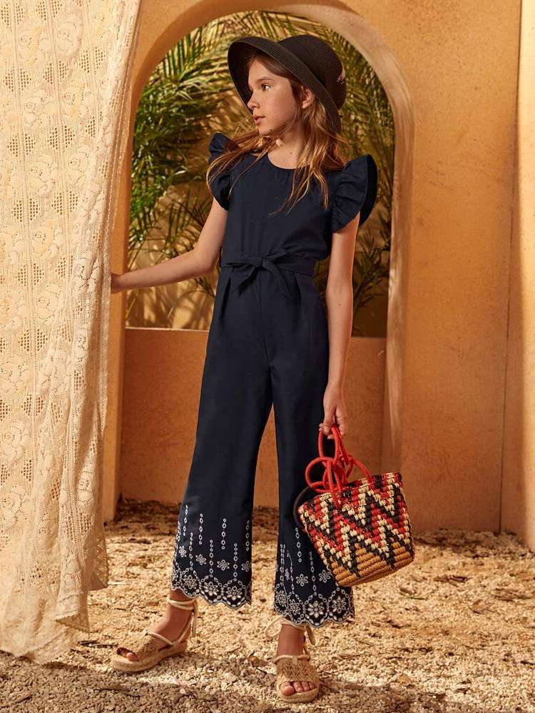  Ruffle Long Boho Girls Jumpsuits 6734