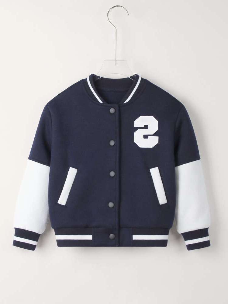 Regular Pocket Baseball Collar Toddler Boys Outerwear 2329