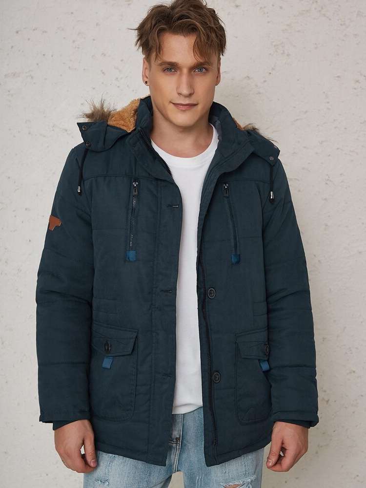 Button Regular Fit Casual Short Men Winter Coats 5383