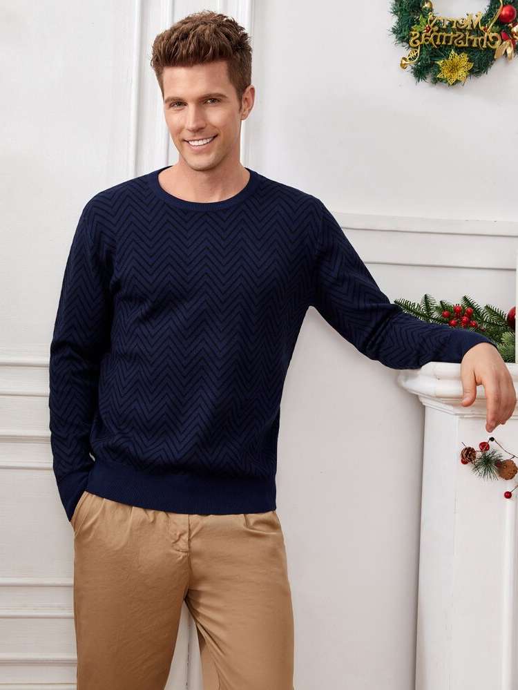 Long Sleeve  Round Neck Men Clothing 3848