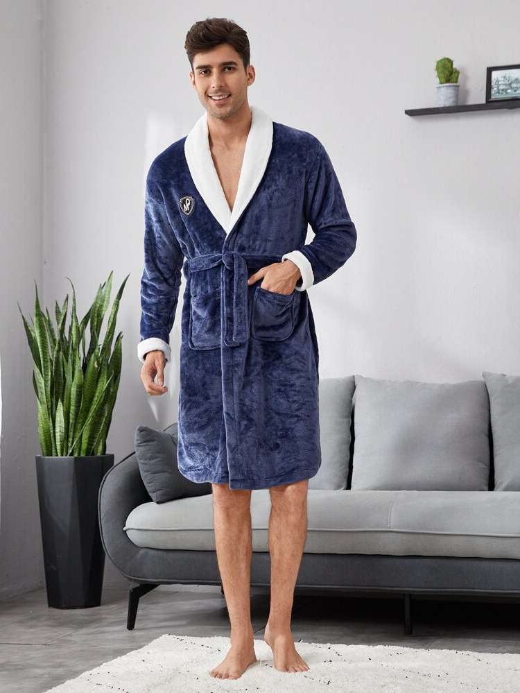  Long Sleeve Belted Shawl Collar Underwear  Sleepwear 4307