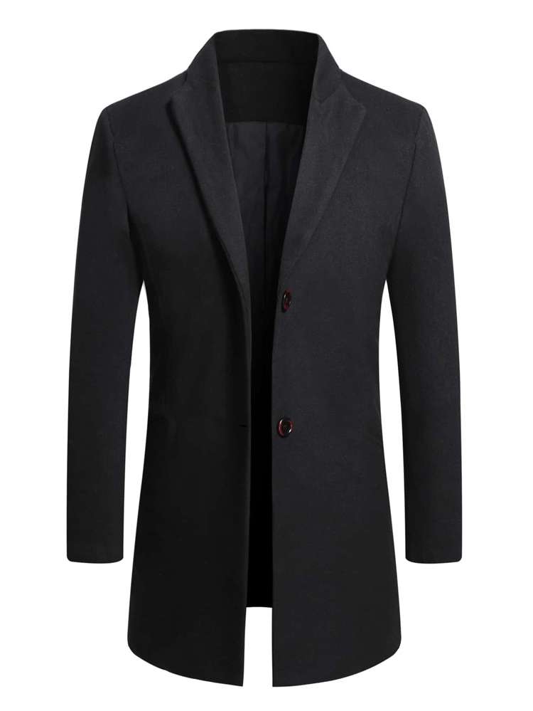 Long Work Plain Lapel Men Outerwear 8768