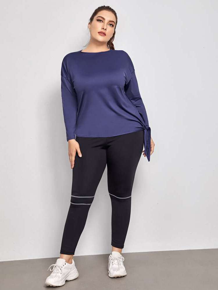  Plain Long Sleeve Women Plus Activewear 2495