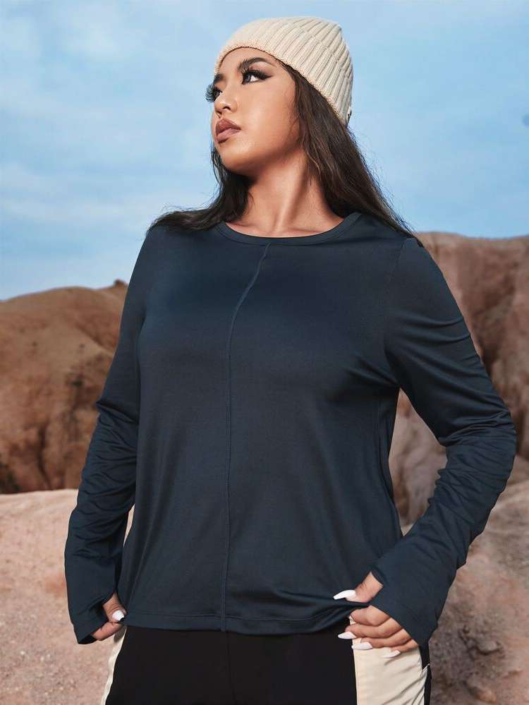  Plain Regular Plus Size Sports Tops 6574