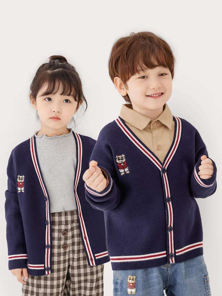  Embroidery Long Sleeve Regular Fit Toddler Boy Cardigans 1135