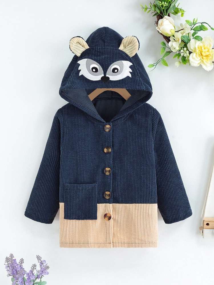 Long Sleeve Embroidery Hooded Cute Toddler Boys Clothing 7547