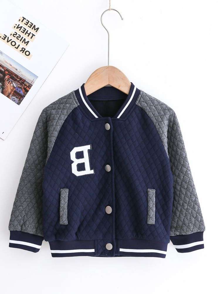 Letter Button Regular Long Sleeve Kids Clothing 3026