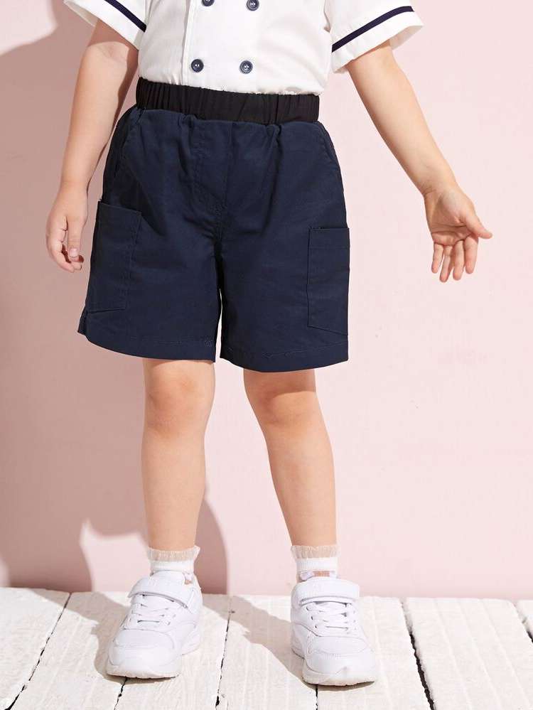 Navy Blue Casual Loose Kids Clothing 1528