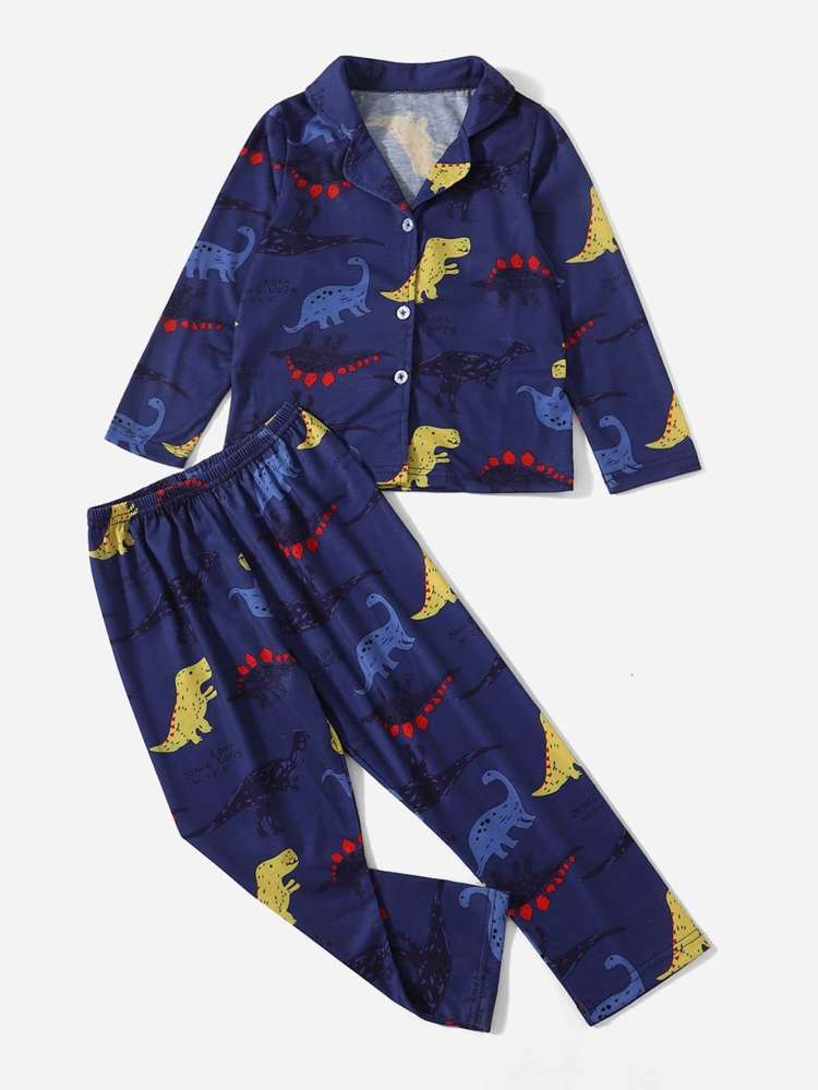 Dinosaur Cute Navy Blue Boys Loungewear 3932